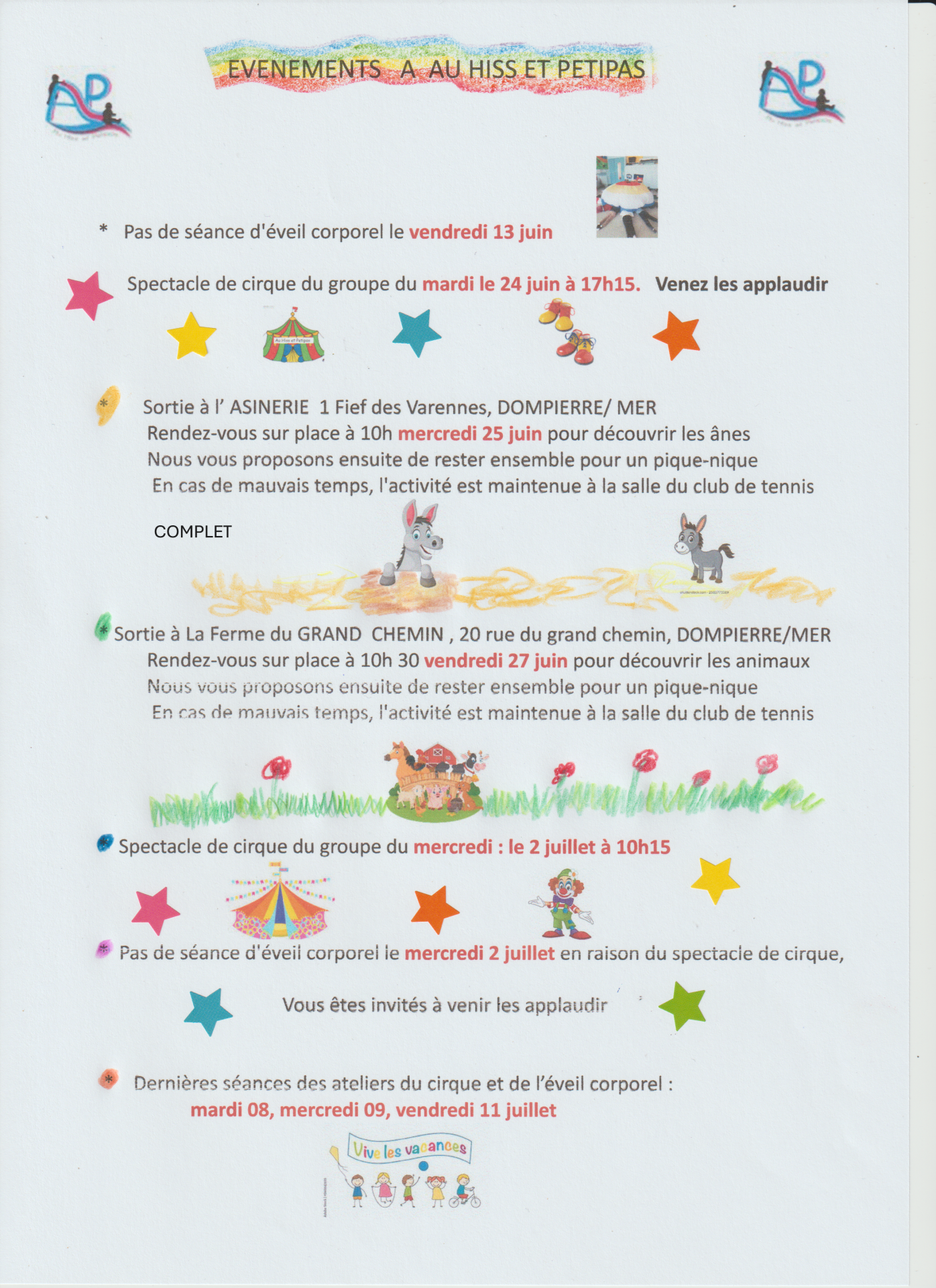 Infos activites 2025
